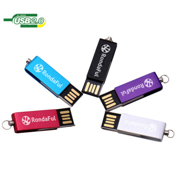 Venta caliente barato giratorio / giratorio Metal Flash Disk memoria USB con llavero